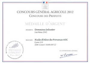 Médaille d’Argent AOC Huile d’Olive de Provence